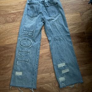 Rolla's Light Blue Distressed Flare Jeans